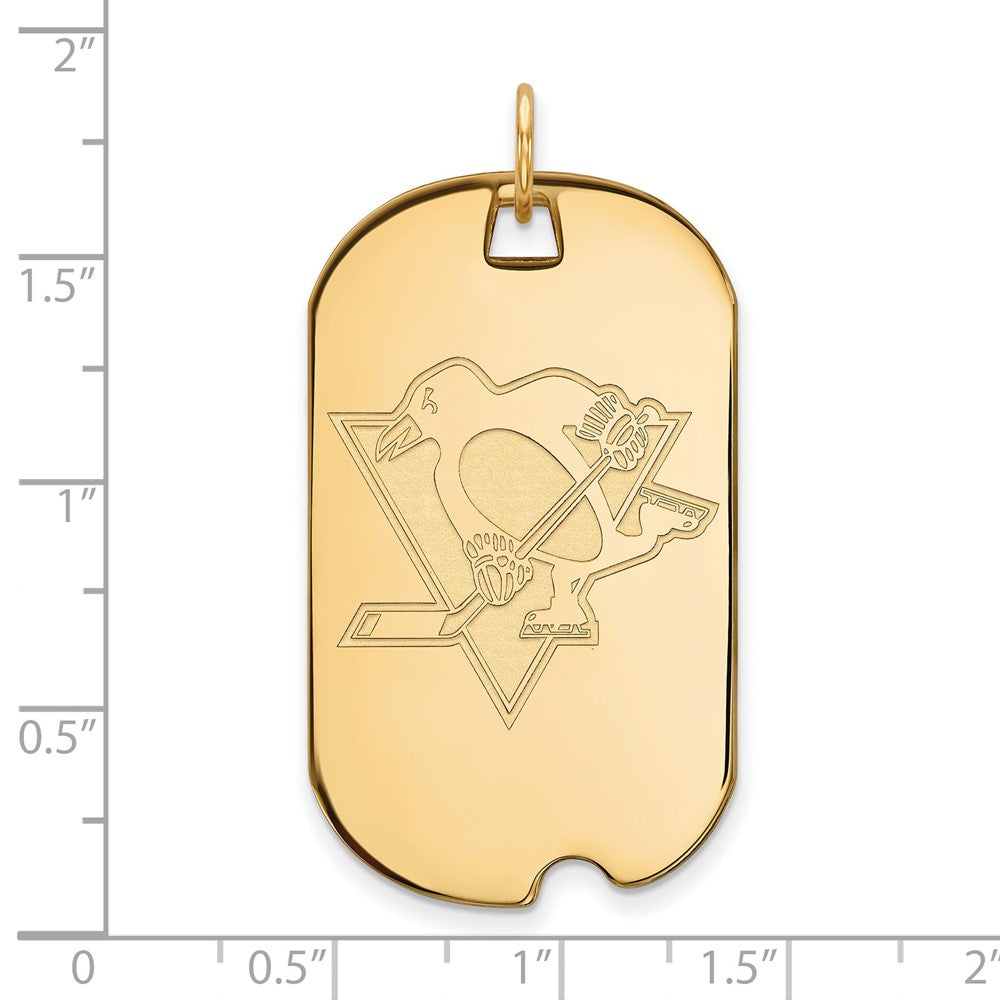 14k Gold NHL LogoArt Pittsburgh Penguins Large Dog Tag Pendant