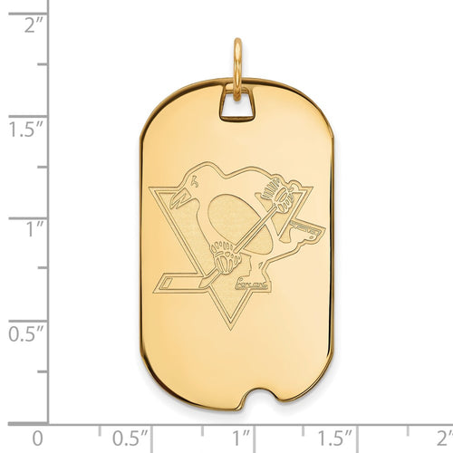 10k Gold NHL LogoArt Pittsburgh Penguins Large Dog Tag Pendant