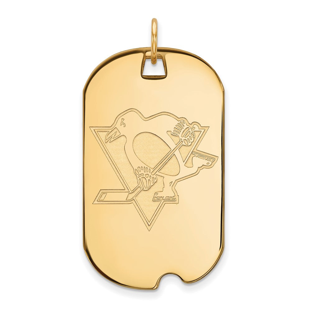 14k Gold NHL LogoArt Pittsburgh Penguins Large Dog Tag Pendant