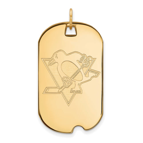 10k Gold NHL LogoArt Pittsburgh Penguins Large Dog Tag Pendant