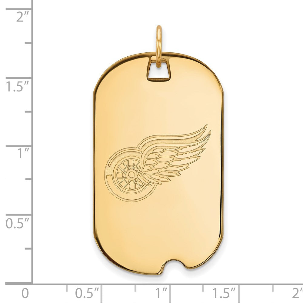 10k Gold NHL LogoArt Detroit Red Wings Large Dog Tag Pendant