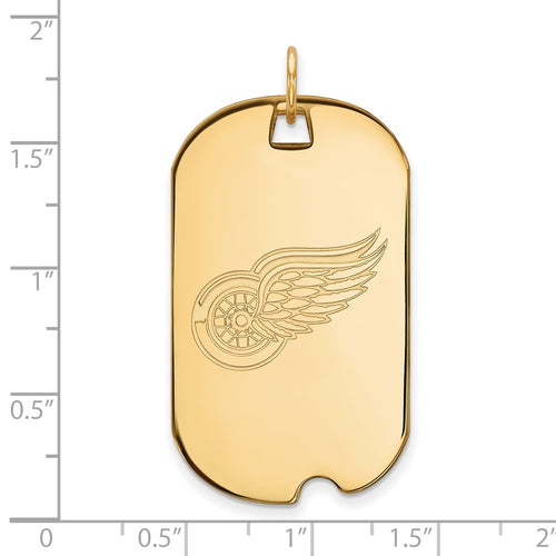 10k Gold NHL LogoArt Detroit Red Wings Large Dog Tag Pendant