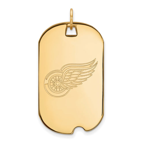 10k Gold NHL LogoArt Detroit Red Wings Large Dog Tag Pendant