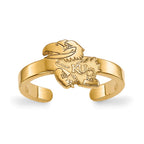Sterling Silver Gold-plated LogoArt University of Kansas Jayhawk Toe Ring