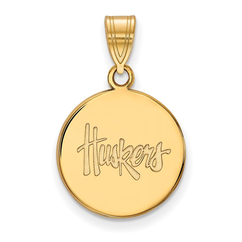 14k Gold LogoArt University of Nebraska Huskers Medium Disc Pendant