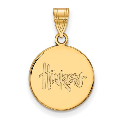 10k Gold LogoArt University of Nebraska Huskers Medium Disc Pendant