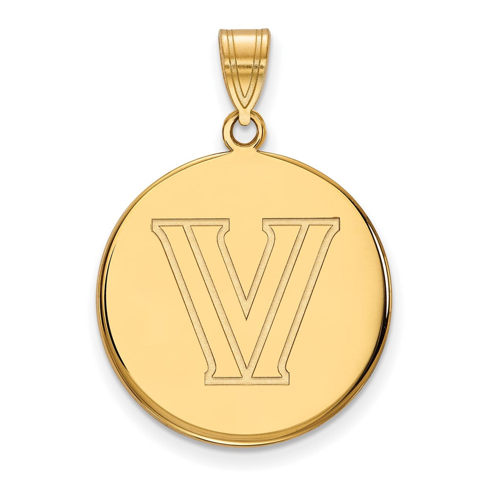 10k Gold LogoArt Villanova University Letter V Large Disc Pendant