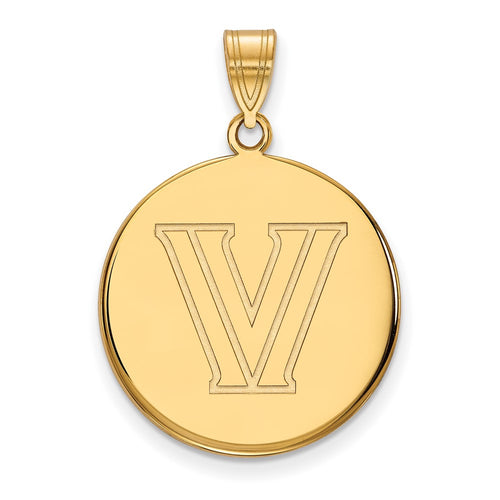 10k Gold LogoArt Villanova University Letter V Large Disc Pendant