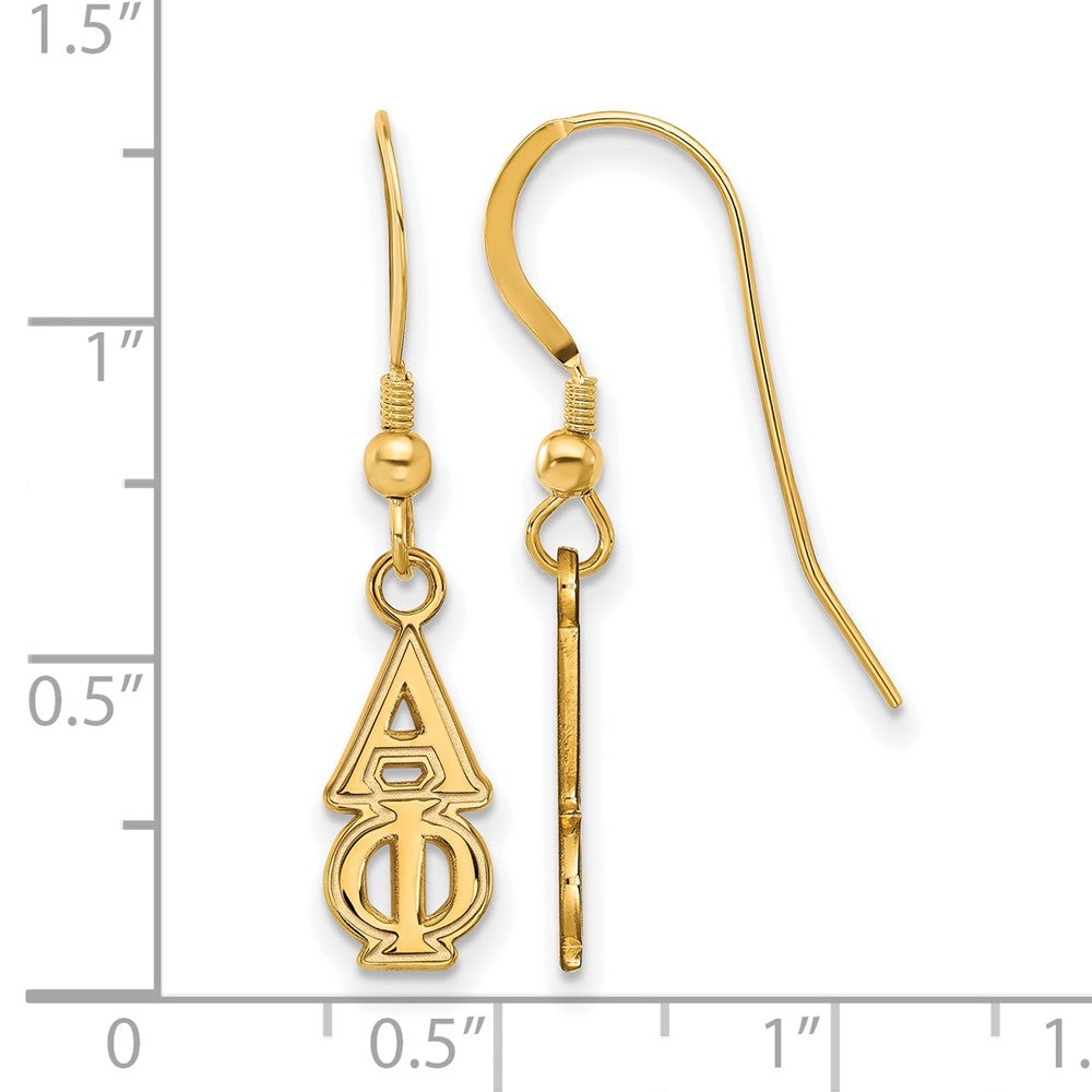 Sterling Silver Gold-plated LogoArt Alpha Phi Sorority Greek Letters Small Dangle Wire Earrings