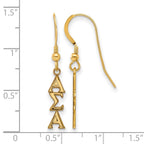 Sterling Silver Gold-plated LogoArt Alpha Sigma Alpha Sorority Greek Letters Small Dangle Wire Earrings