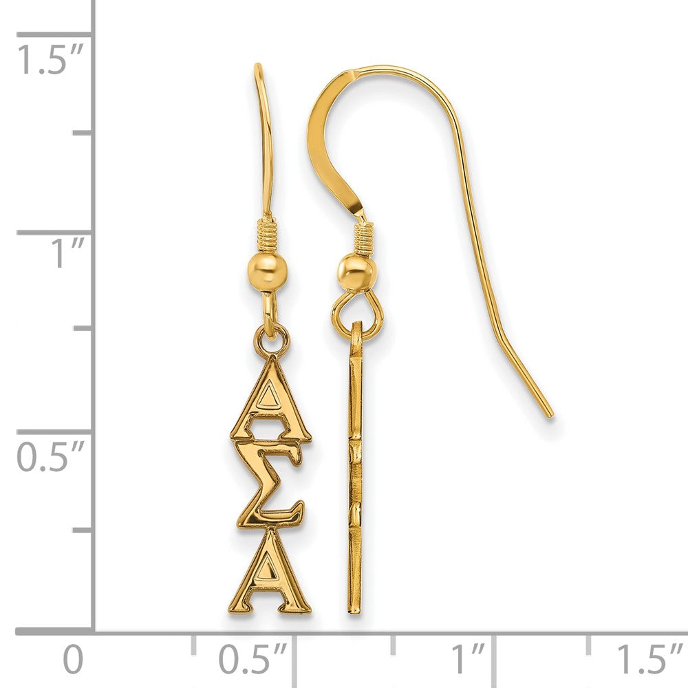 Sterling Silver Gold-plated LogoArt Alpha Sigma Alpha Sorority Greek Letters Small Dangle Wire Earrings