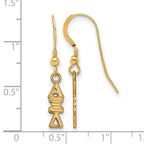 Sterling Silver Gold-plated LogoArt Alpha Xi Delta Sorority Greek Letters Small Dangle Wire Earrings