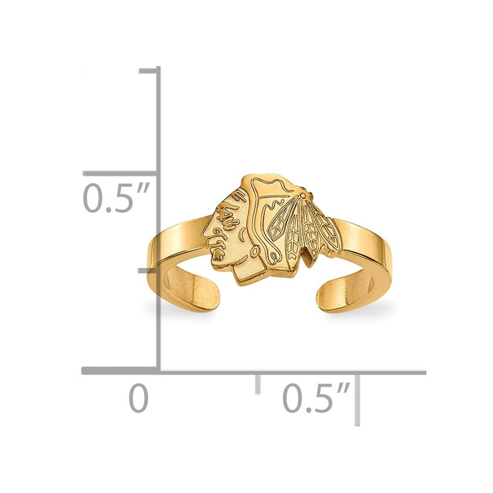 Sterling Silver Gold-plated NHL LogoArt Chicago Blackhawks Toe Ring