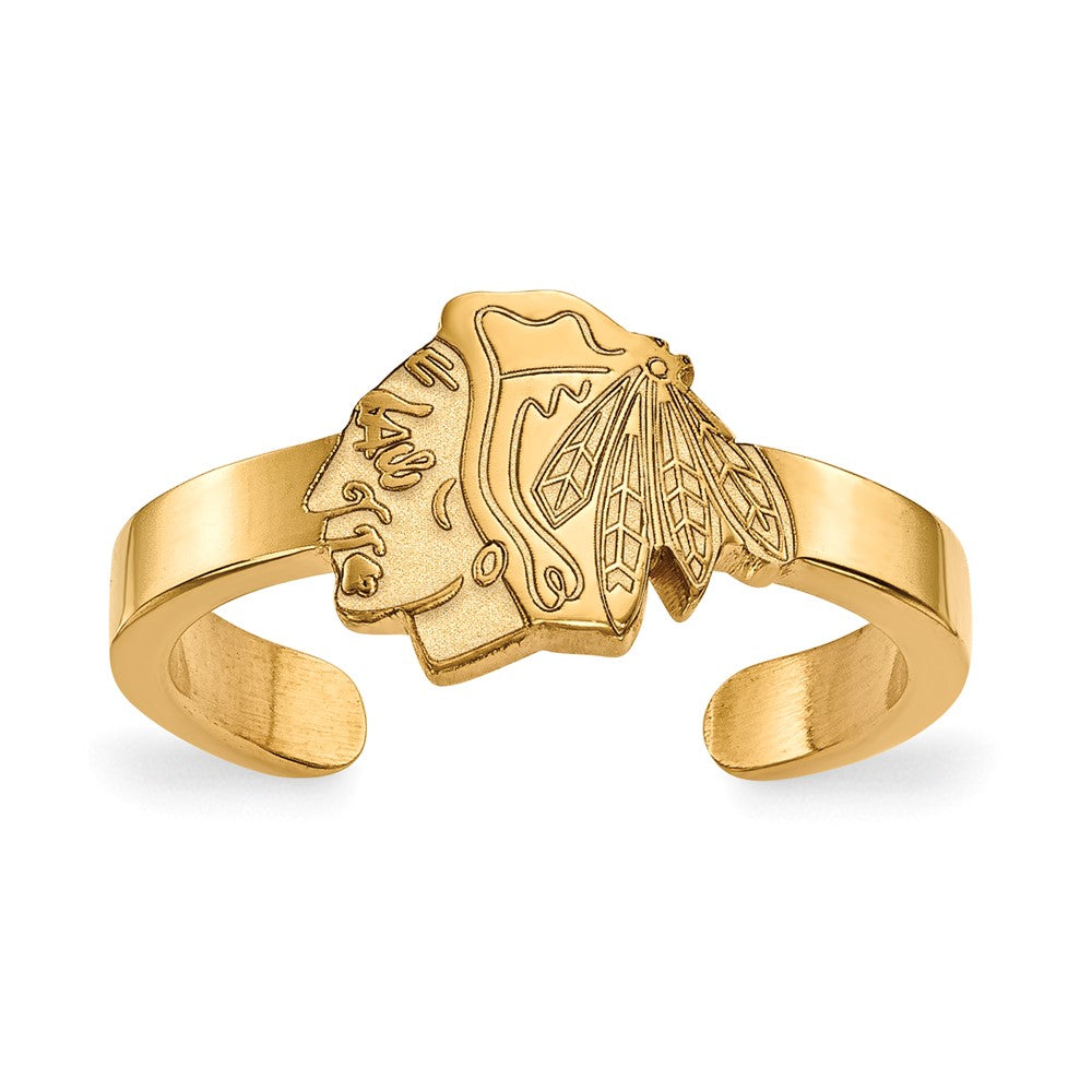 Sterling Silver Gold-plated NHL LogoArt Chicago Blackhawks Toe Ring