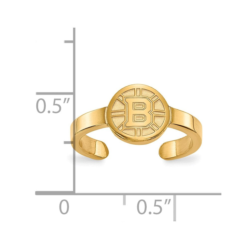 Sterling Silver Gold-plated NHL LogoArt Boston Bruins Toe Ring