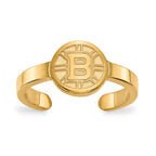 Sterling Silver Gold-plated NHL LogoArt Boston Bruins Toe Ring