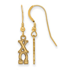 Sterling Silver Gold-plated LogoArt Chi Omega Sorority Greek Letters Small Dangle Wire Earrings