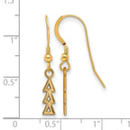 Sterling Silver Gold-plated LogoArt Delta Delta Delta Sorority Greek Letters Small Dangle Wire Earrings