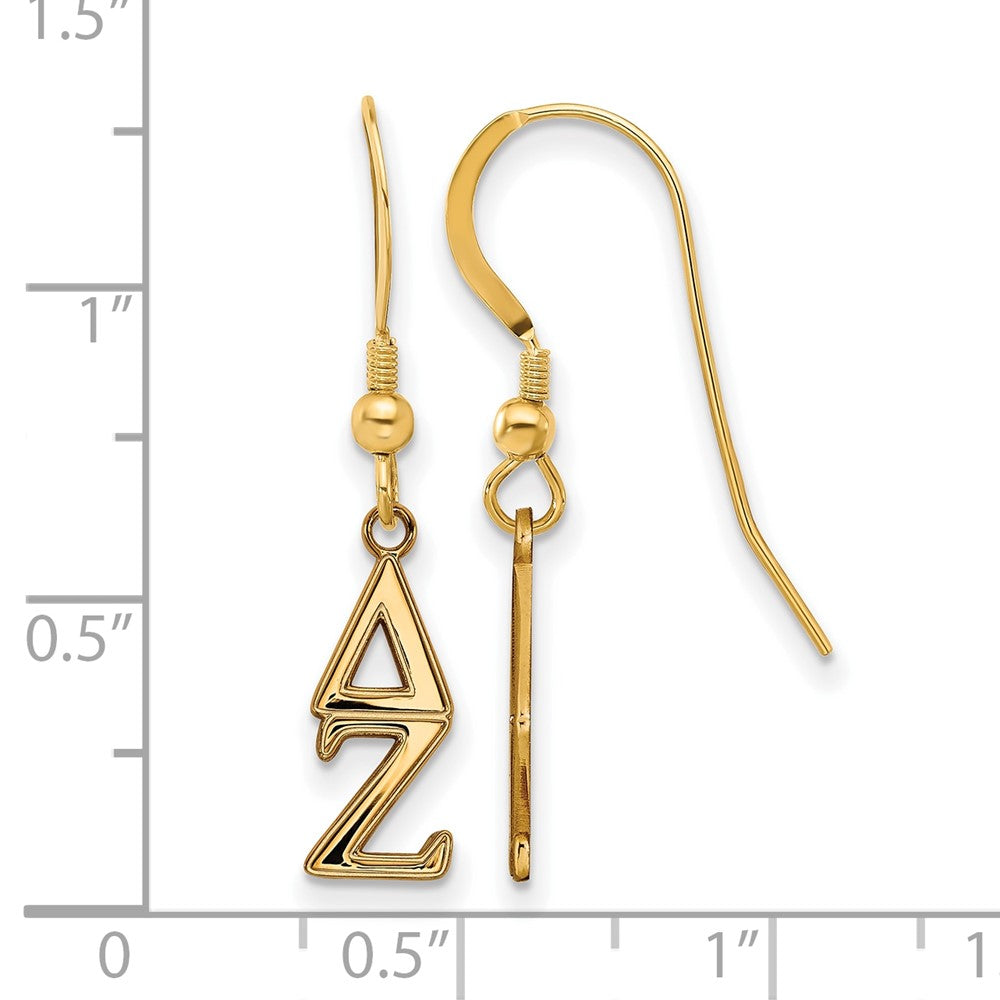 Sterling Silver Gold-plated LogoArt Delta Zeta Extra Sorority Greek Letters Small Dangle Wire Earrings