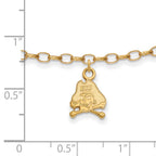 Sterling Silver Gold-plated LogoArt East Carolina University Pirate 9 inch Anklet