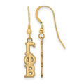 Sterling Silver Gold-plated LogoArt Gamma Phi Beta Extra Sorority Greek Letters Small Dangle Wire Earrings