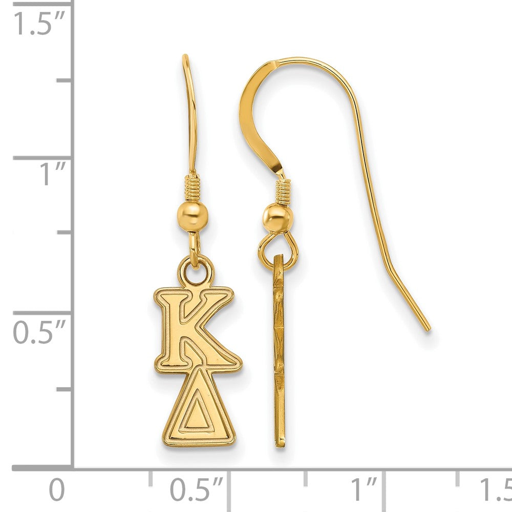 Sterling Silver Gold-plated LogoArt Kappa Delta Extra Sorority Greek Letters Small Dangle Wire Earrings