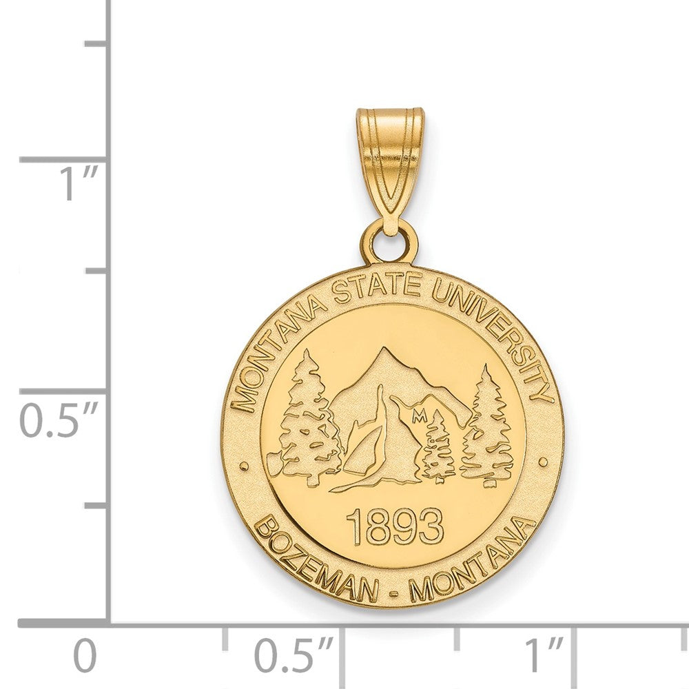 Sterling Silver Gold-plated LogoArt Montana State University Large Crest Pendant