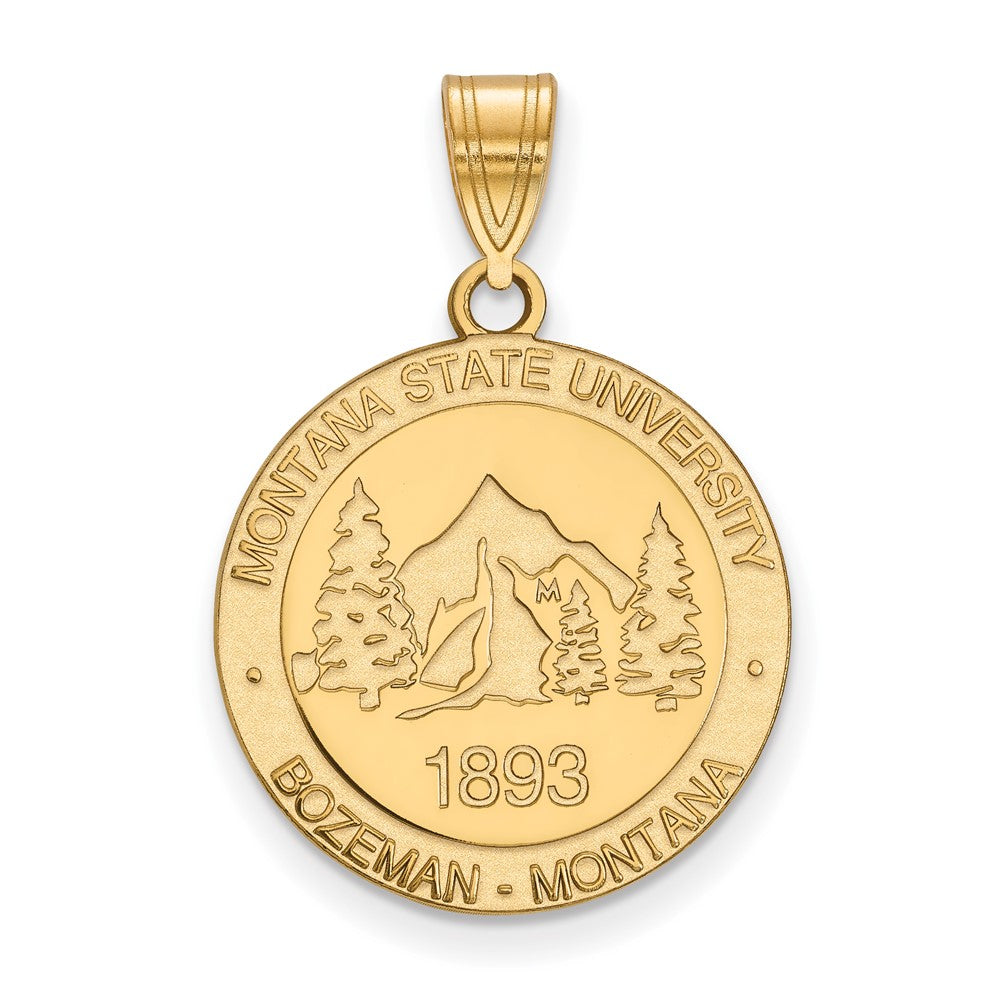 Sterling Silver Gold-plated LogoArt Montana State University Large Crest Pendant