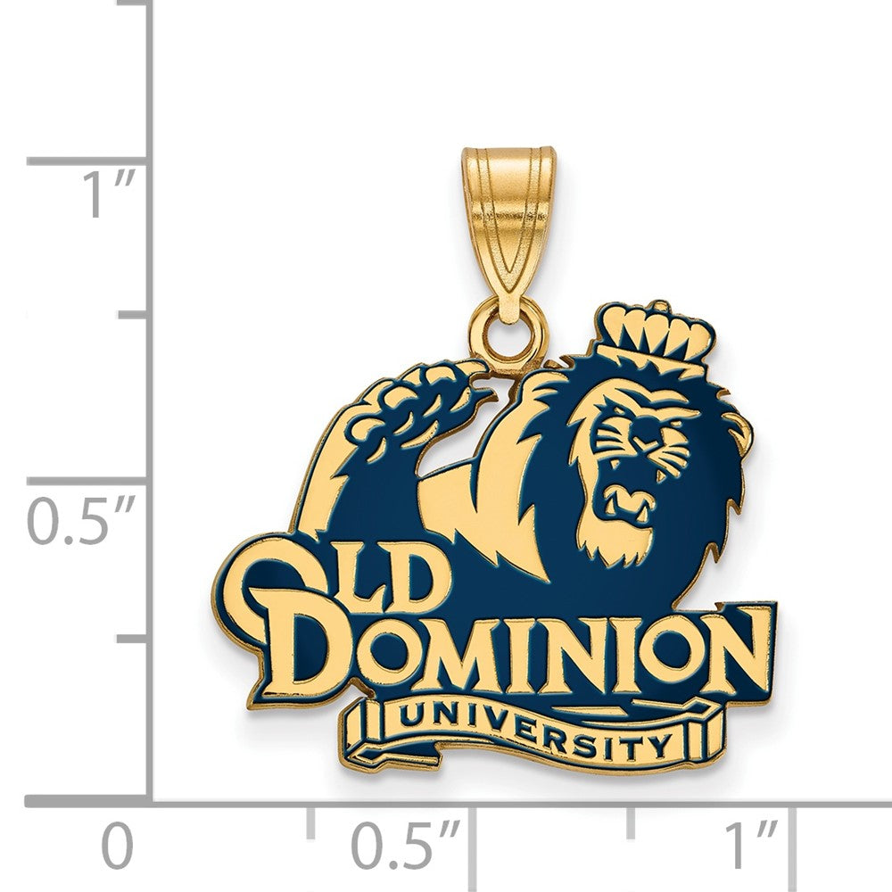 Sterling Silver Gold-plated LogoArt Old Dominion University Large Enameled Pendant