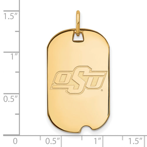 10k Gold LogoArt Oklahoma State University O-S-U Small Dog Tag Pendant