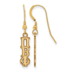 Sterling Silver Gold-plated LogoArt Pi Beta Phi Extra Sorority Greek Letters Small Dangle Wire Earrings