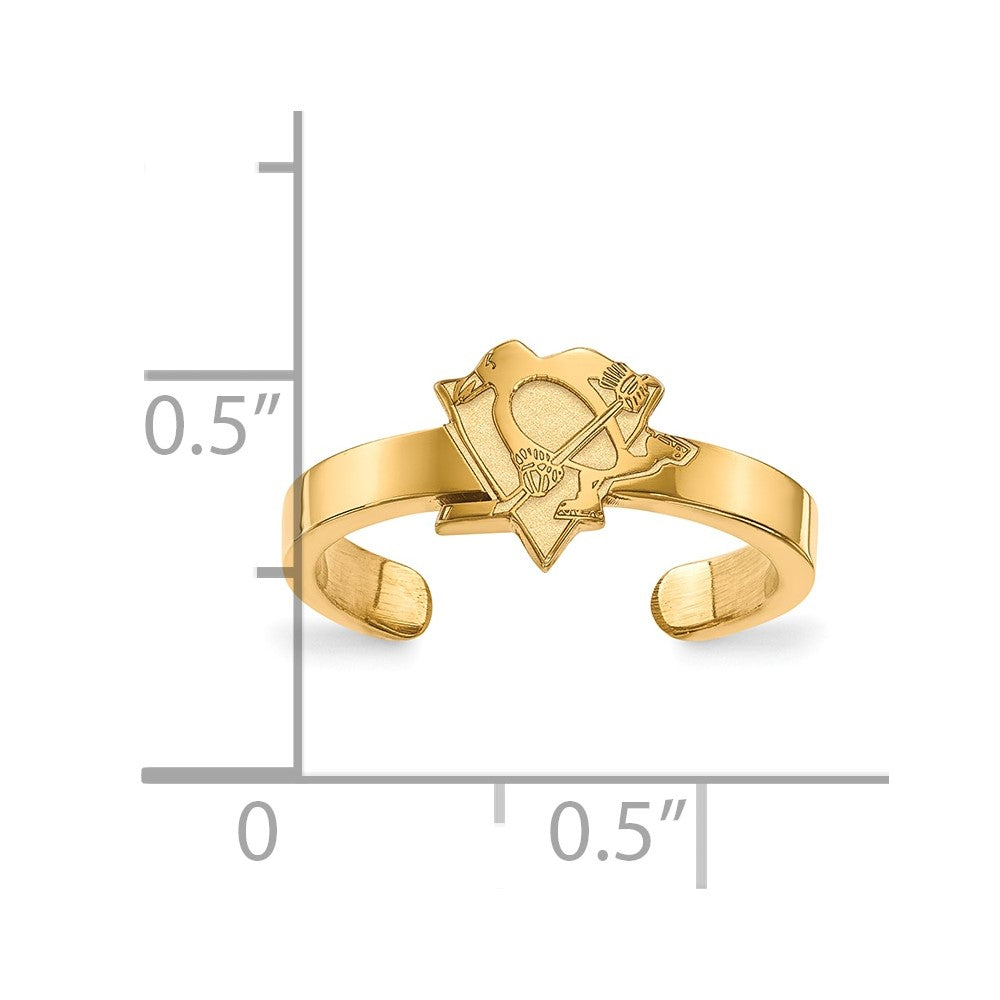 Sterling Silver Gold-plated NHL LogoArt Pittsburgh Penguins Toe Ring