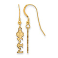 Sterling Silver Gold-plated LogoArt Phi Sigma Sigma Sorority Greek Letters Small Dangle Wire Earrings