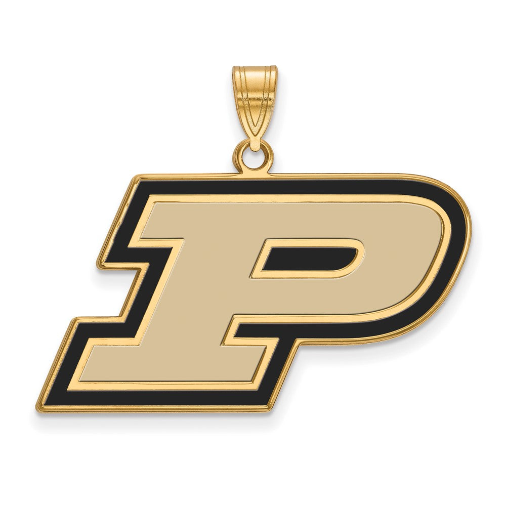 Sterling Silver Gold-plated LogoArt Purdue University Letter P Large Enameled Pendant
