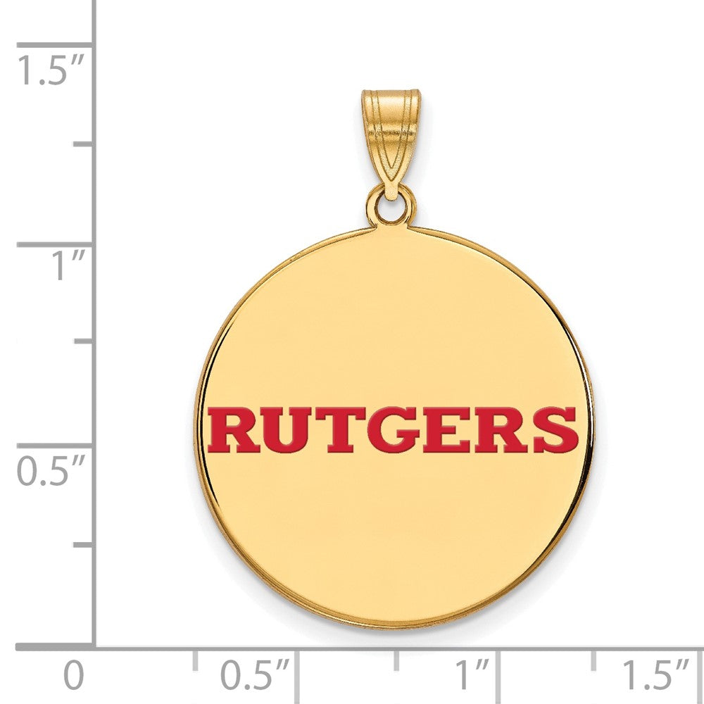 Sterling Silver Gold-plated LogoArt Rutgers University Extra Large Enameled Disc Pendant
