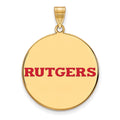 Sterling Silver Gold-plated LogoArt Rutgers University Extra Large Enameled Disc Pendant