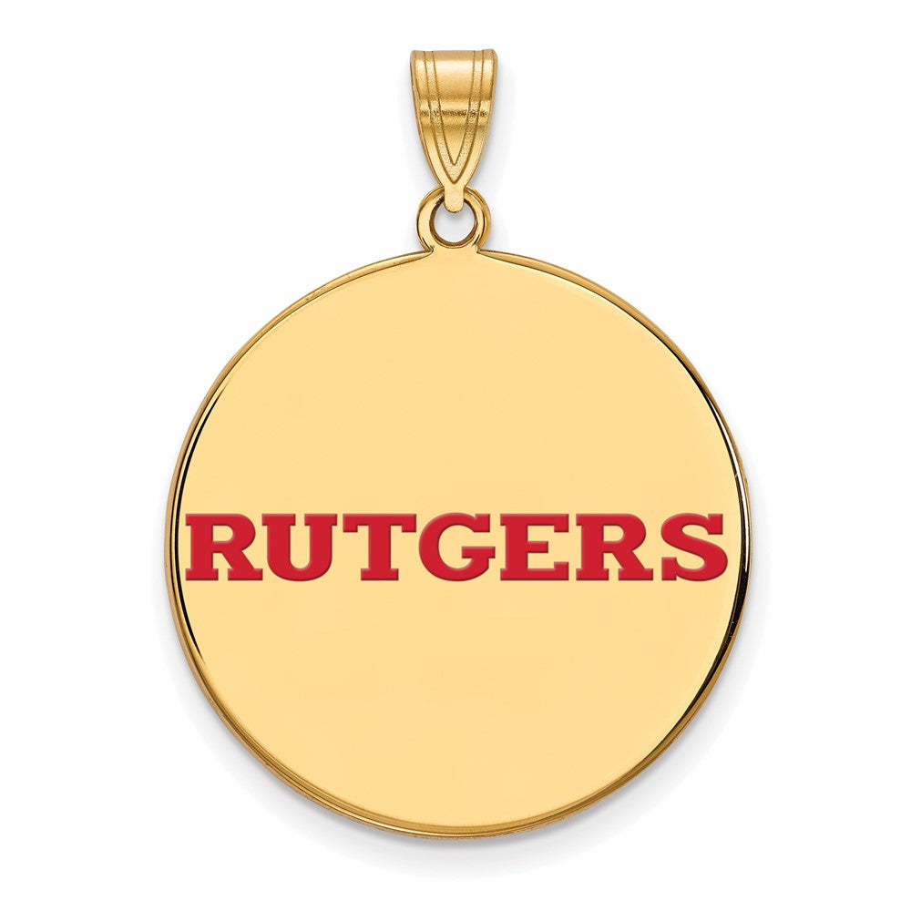 Sterling Silver Gold-plated LogoArt Rutgers University Extra Large Enameled Disc Pendant