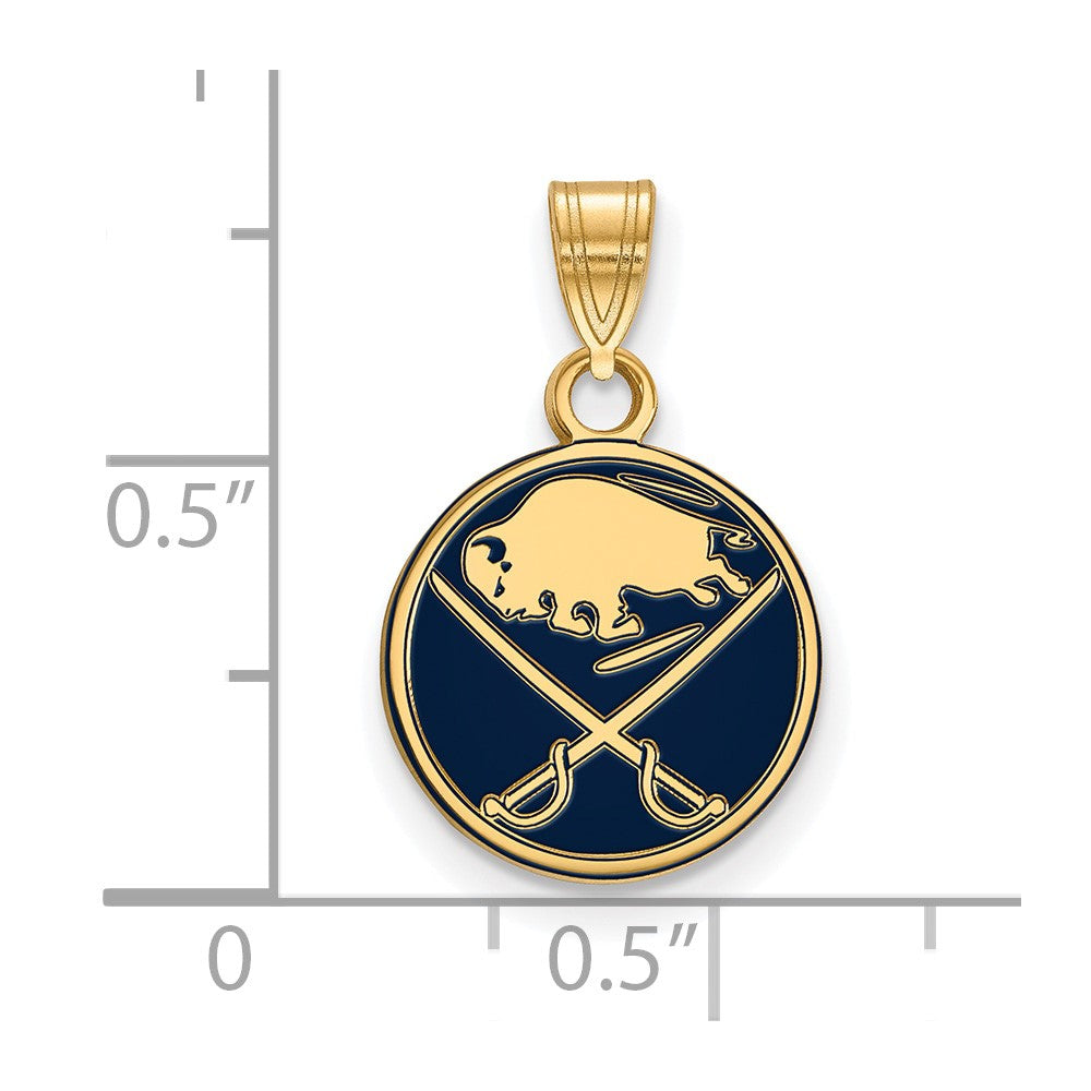 Sterling Silver Gold-plated NHL LogoArt Buffalo Sabres Small Enameled Pendant