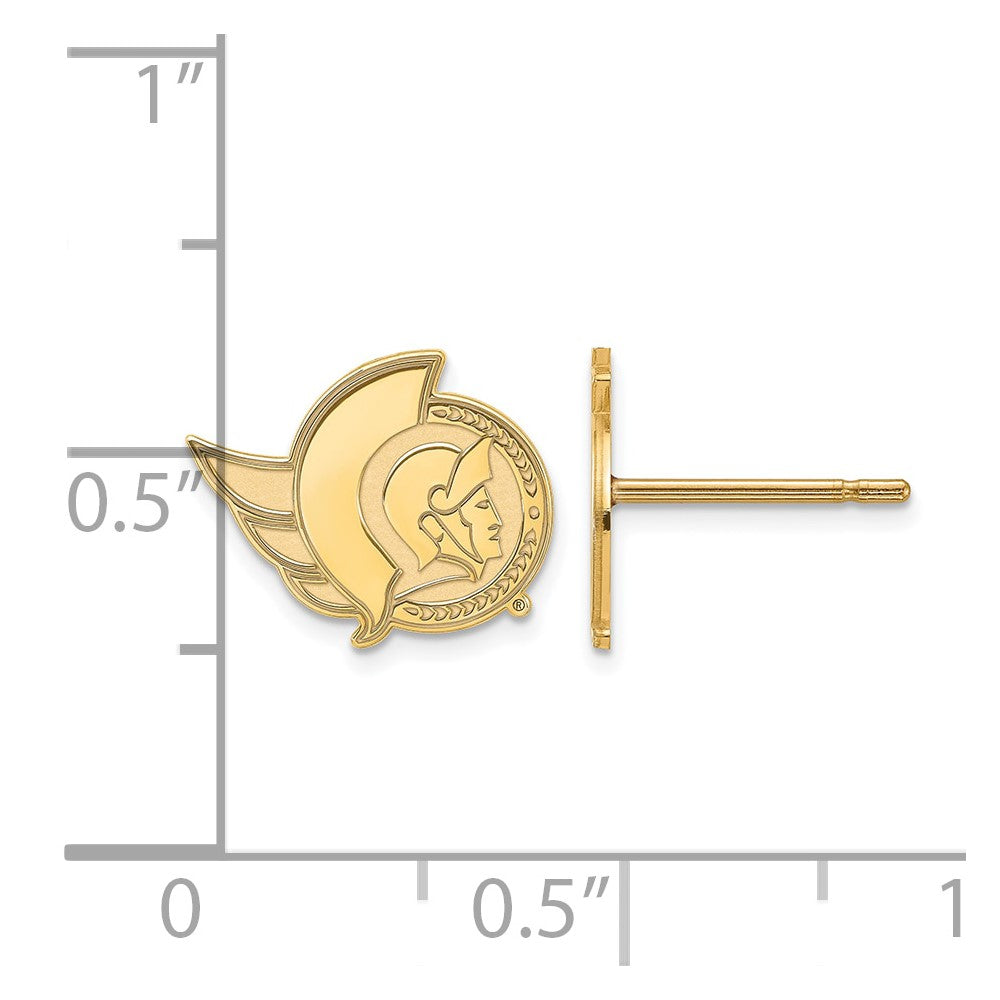 Sterling Silver Gold-plated NHL LogoArt Ottawa Senators Extra Small Post Earrings