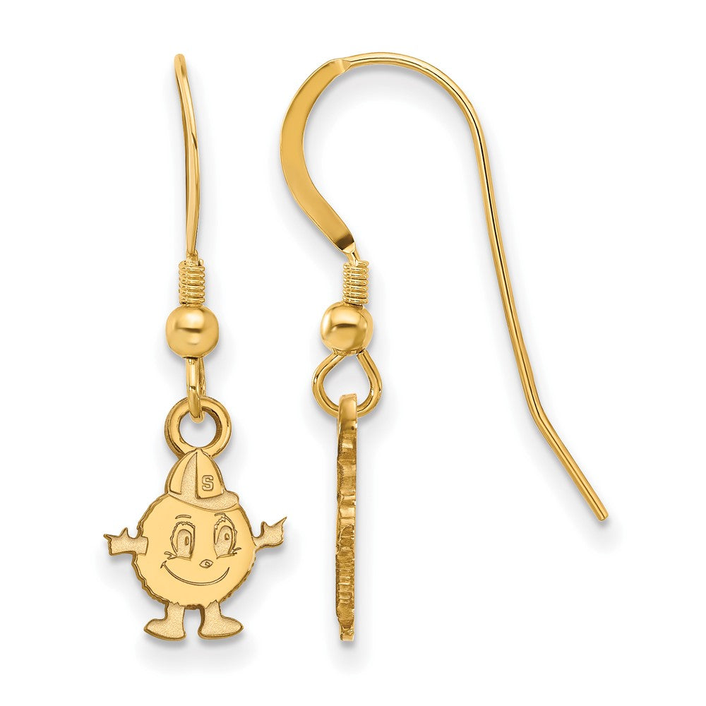 Sterling Silver Gold-plated LogoArt Syracuse University Mascot Extra Small Dangle Wire Earrings