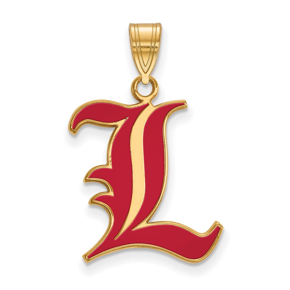 Sterling Silver Gold-plated LogoArt University of Louisville Letter L Large Enameled Pendant