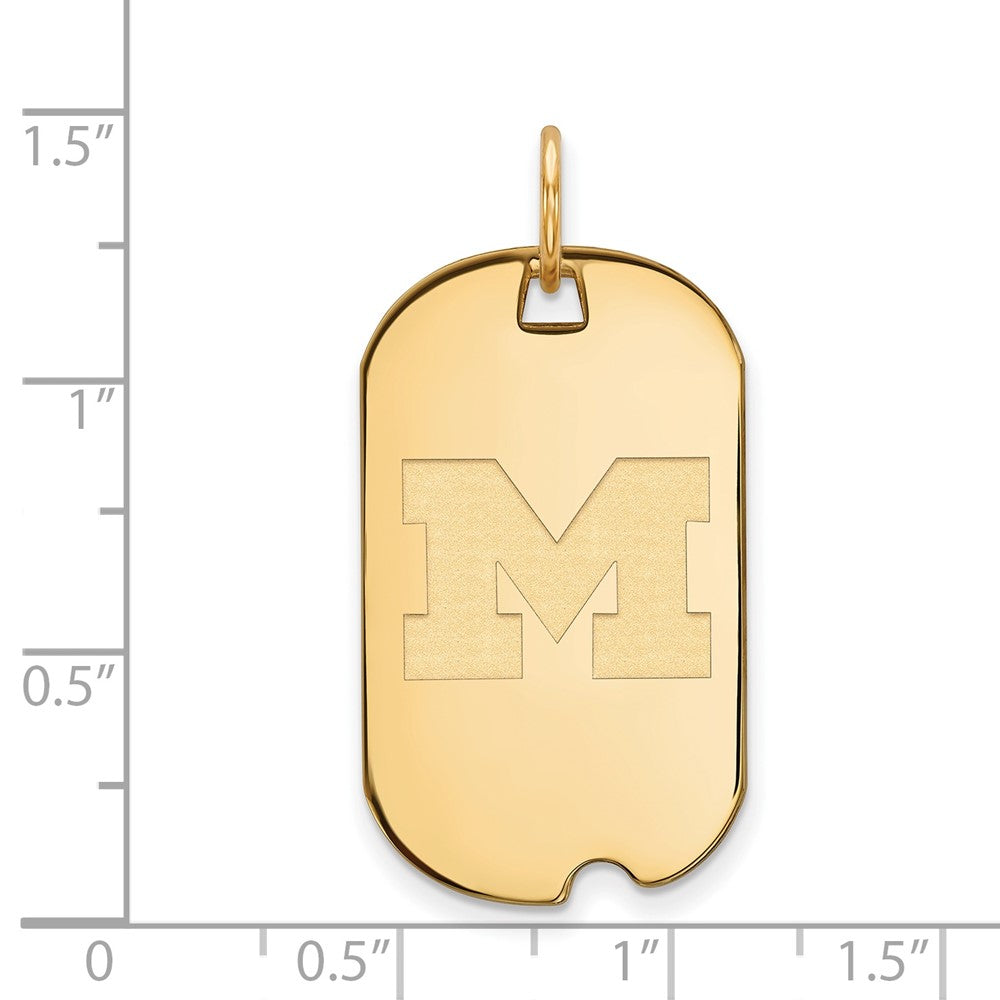 14k Gold LogoArt University of Michigan Letter M Small Dog Tag Pendant