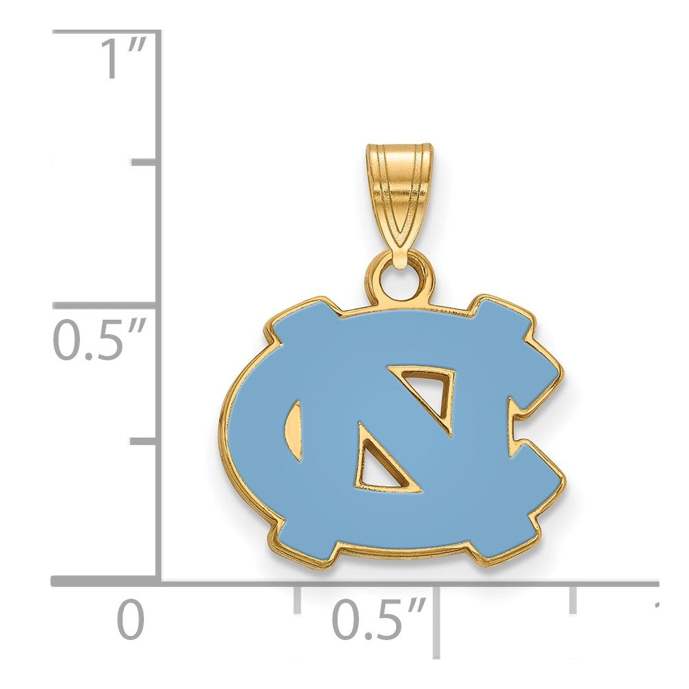 Sterling Silver Gold-plated LogoArt University of North Carolina N-C Small Enameled Pendant