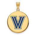 Sterling Silver Gold-plated LogoArt Villanova University Letter V Large Enameled Disc Pendant