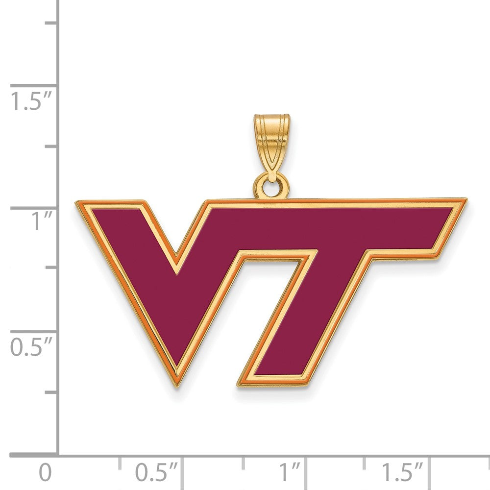 Sterling Silver Gold-plated LogoArt Virginia Tech V-T Large Enameled Pendant