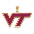 Sterling Silver Gold-plated LogoArt Virginia Tech V-T Large Enameled Pendant