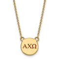 Sterling Silver Gold-plated LogoArt Alpha Chi Omega Sorority Greek Letters Small Color Enamel Pendant 18 inch Necklace