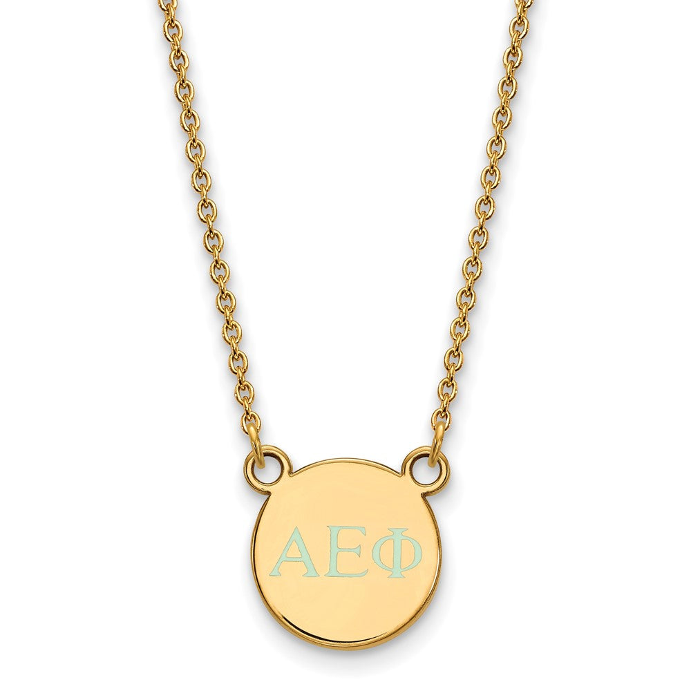 Sterling Silver Gold-plated LogoArt Alpha Epsilon Phi Sorority Greek Letters Extra Small Color Enamel Pendant 18 inch Necklace