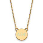 Sterling Silver Gold-plated LogoArt Alpha Epsilon Phi Sorority Greek Letters Extra Small Color Enamel Pendant 18 inch Necklace