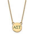 Sterling Silver Gold-plated LogoArt Alpha Sigma Tau Sorority Greek Letters Small Color Enamel Pendant 18 inch Necklace